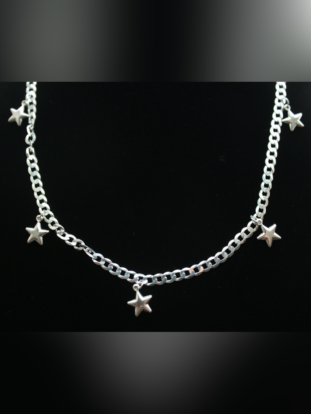 Sterling Silver Star Pendant Chain Necklace - Silver
